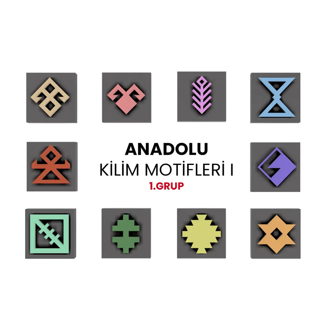 Anadolu Kilim Motifleri I - 1.grup Mühür ve Kesici Set