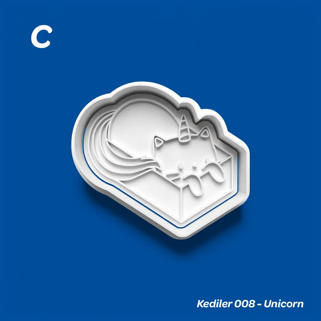 Kediler 008 Unicorn - Kurabiye Kalıbı Damga ve Kesici Set