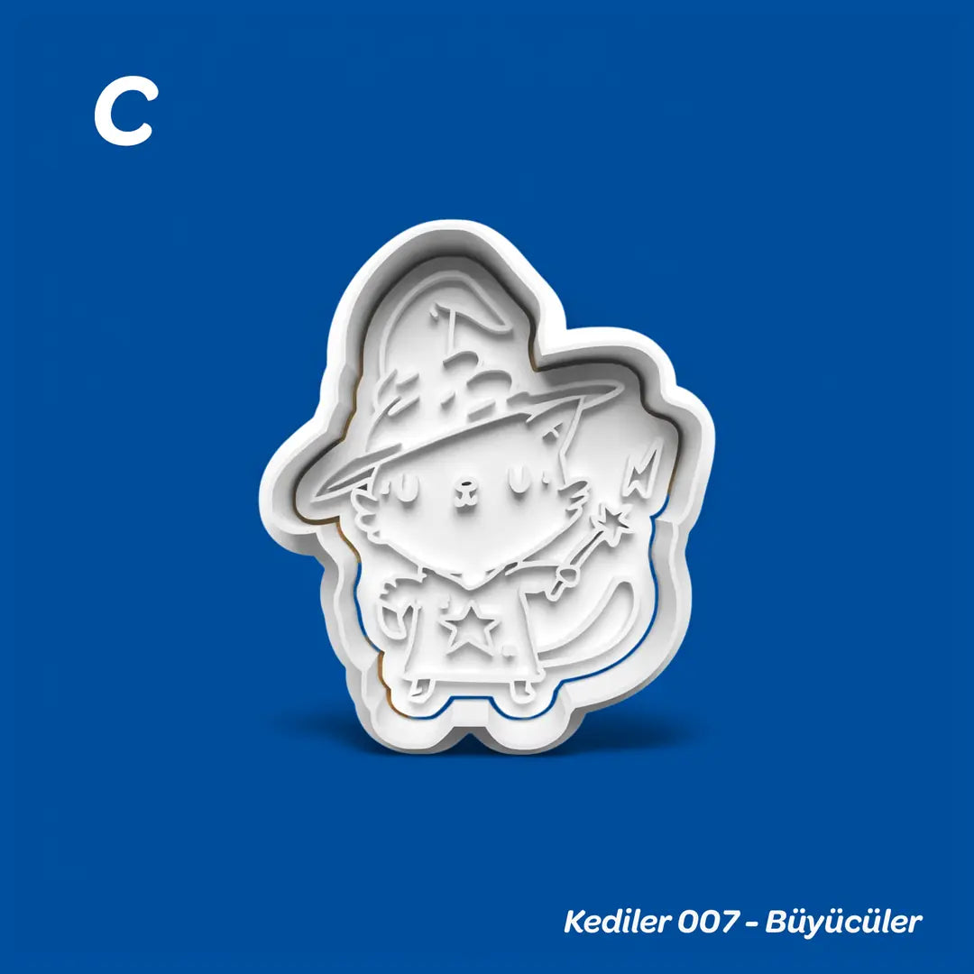 Kediler 007 Büyücüler - Kurabiye Kalıbı Damga ve Kesici Set