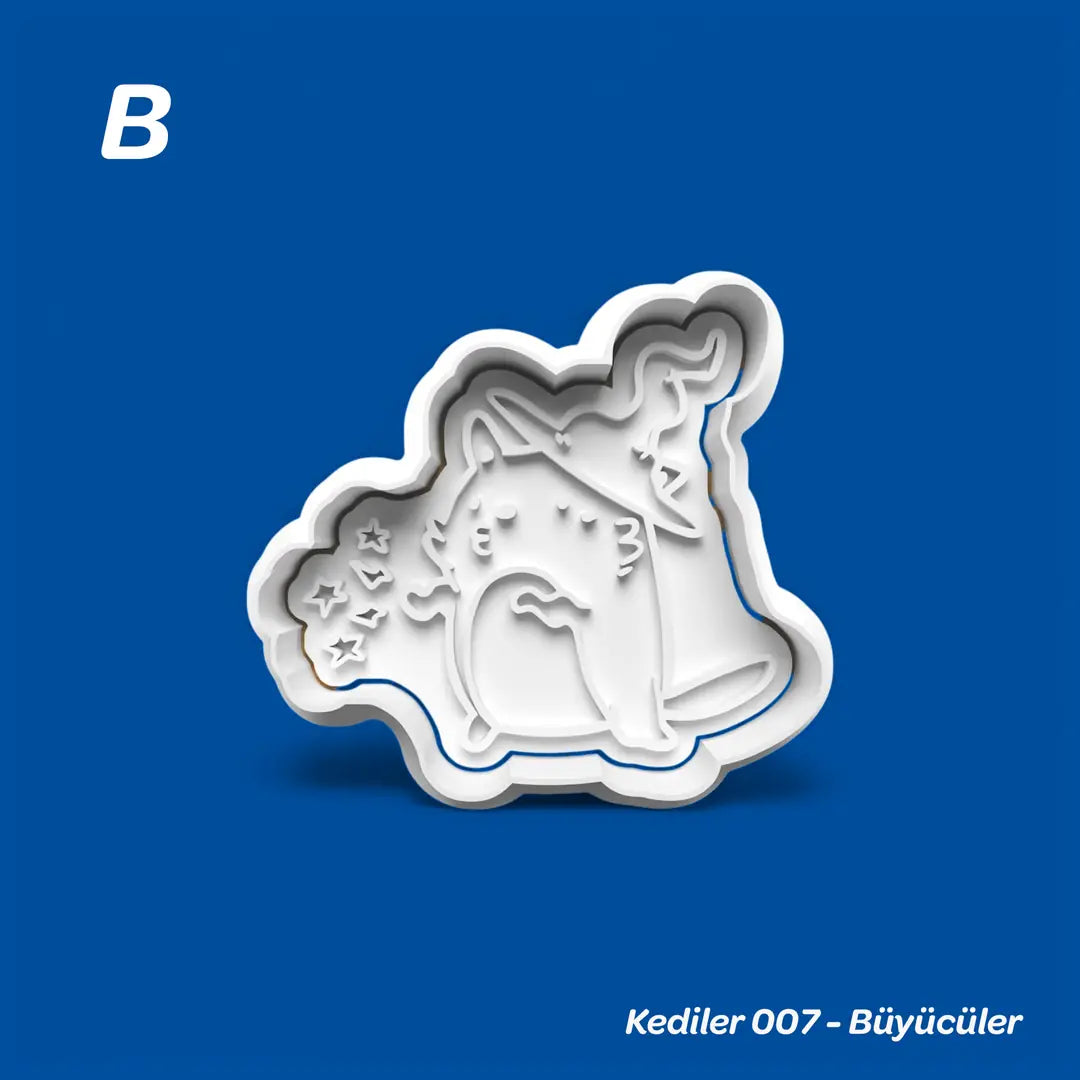 Kediler 007 Büyücüler - Kurabiye Kalıbı Damga ve Kesici Set