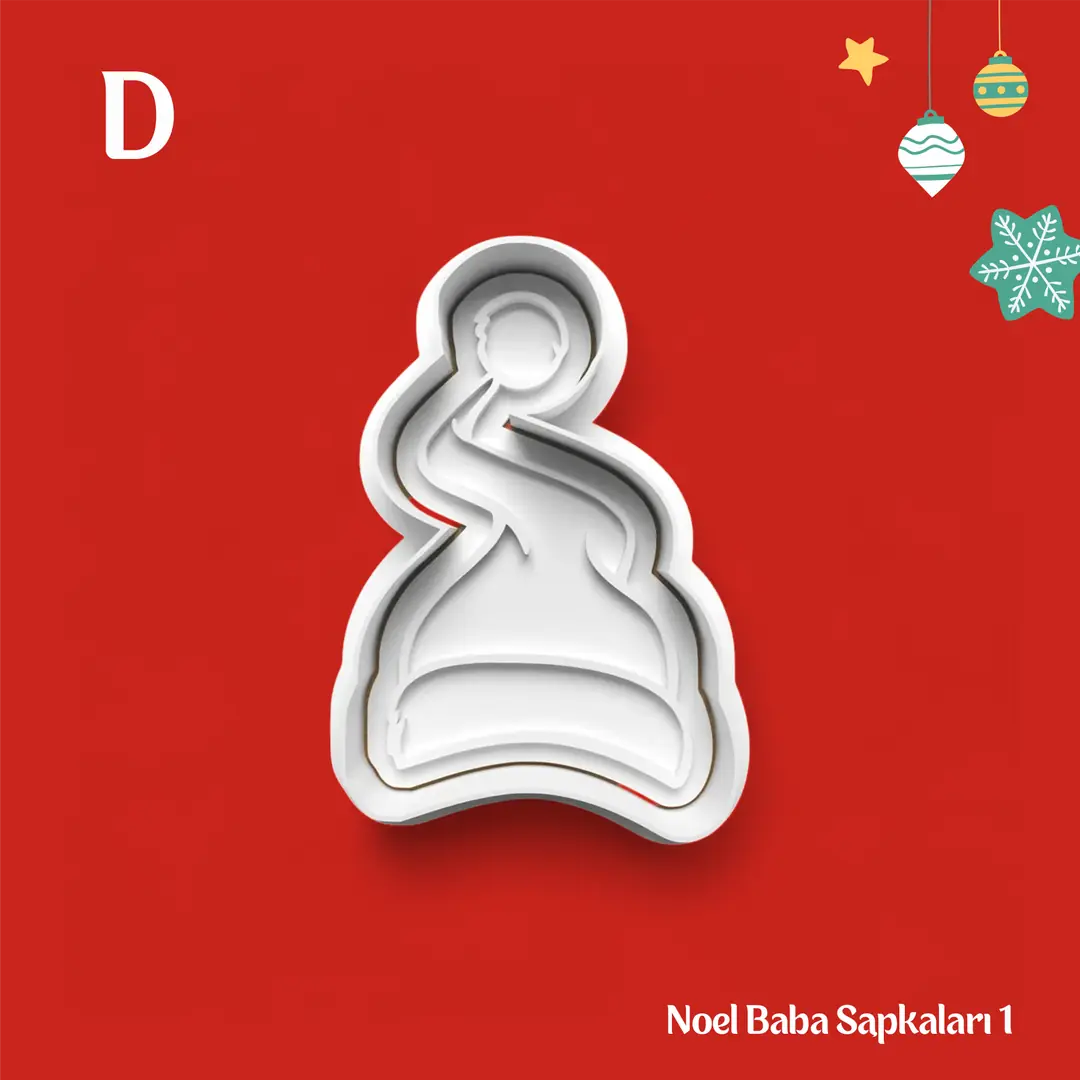 Noel Baba Şapkaları 1 - Kurabiye Kalıbı Damga ve Kesici Set