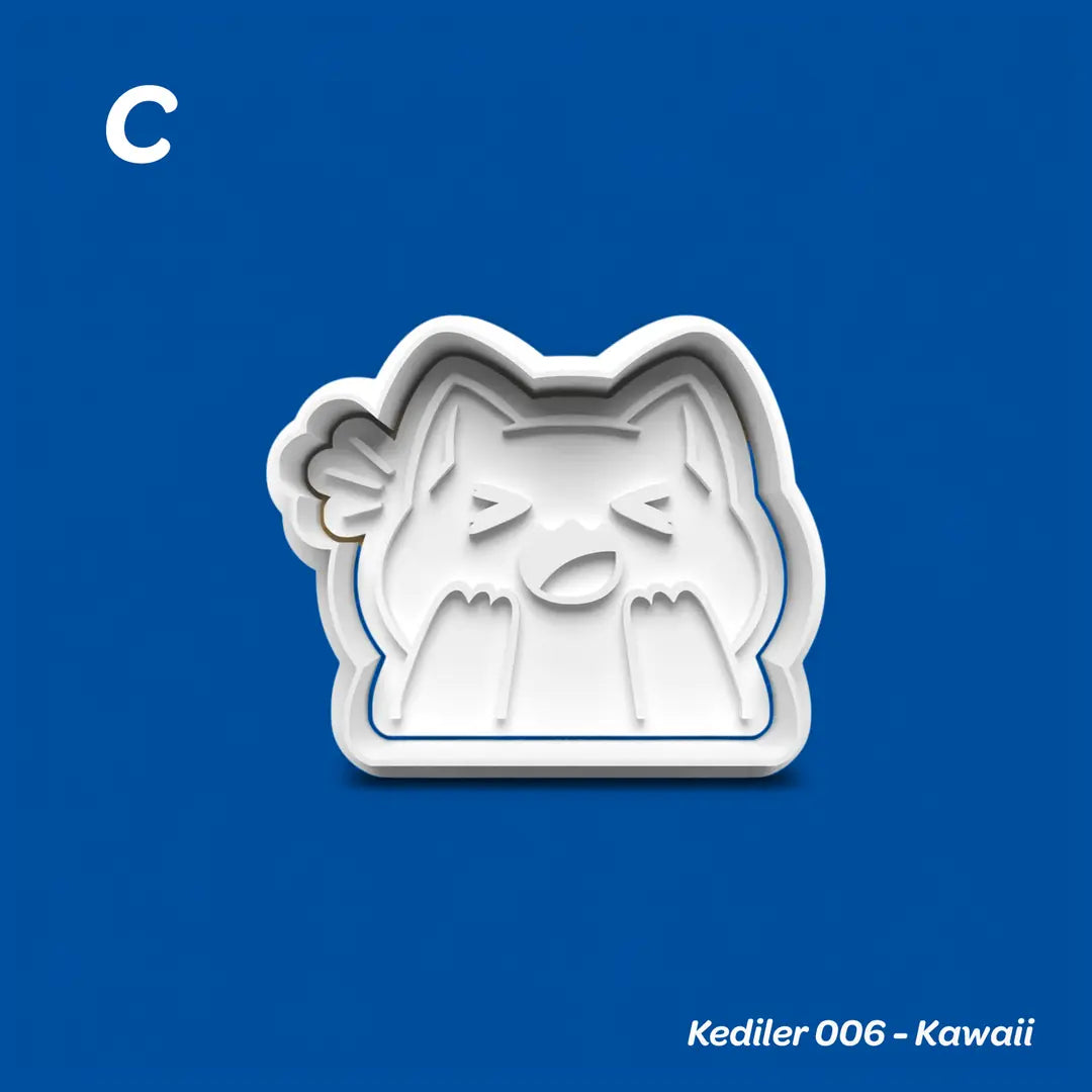 Kediler 006 Kawaii - Kurabiye Kalıbı Damga ve Kesici Set