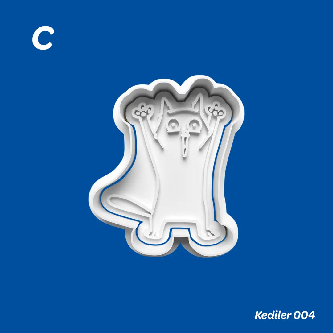 Kediler 004 - Kurabiye Kalıbı Damga ve Kesici Set