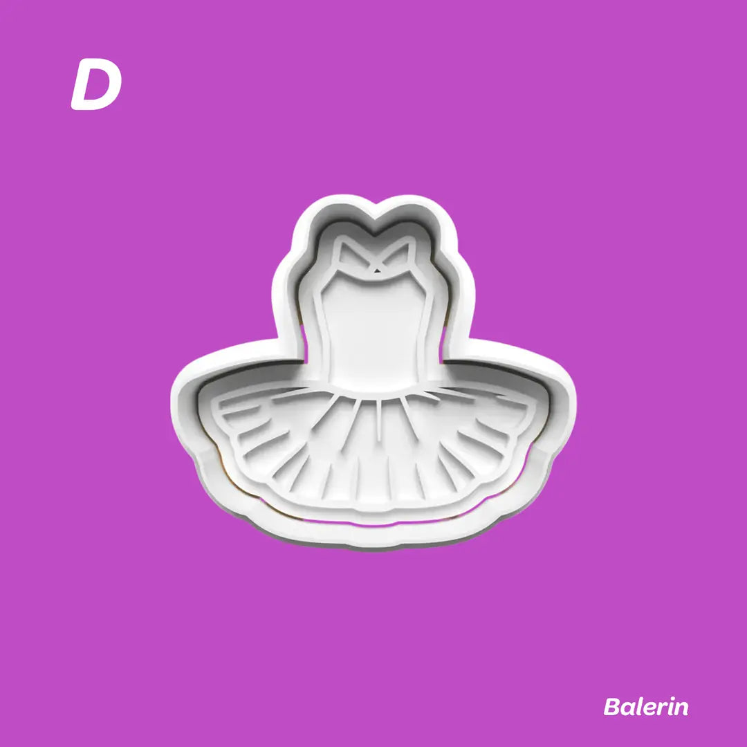 Balerin - Kurabiye Kalıbı Damga ve Kesici Set
