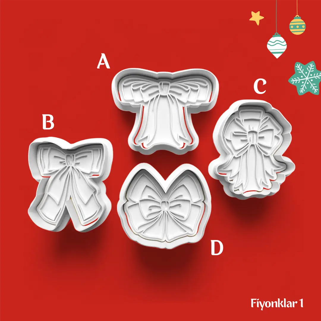 Fiyonklar 1 - Kurabiye Kalıbı Damga ve Kesici Set