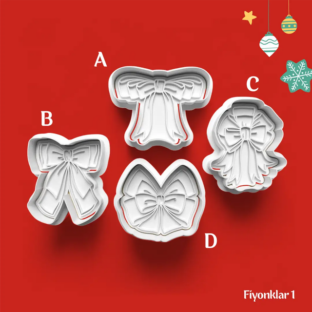 Fiyonklar 1 - Kurabiye Kalıbı Damga ve Kesici Set