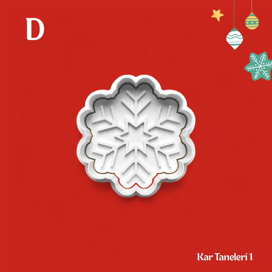 Kar Taneleri 1 - Kurabiye Kalıbı Damga ve Kesici Set