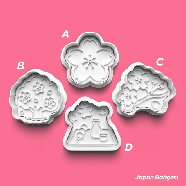 Japon Bahçesi - Kurabiye Kalıbı Damga ve Kesici Set