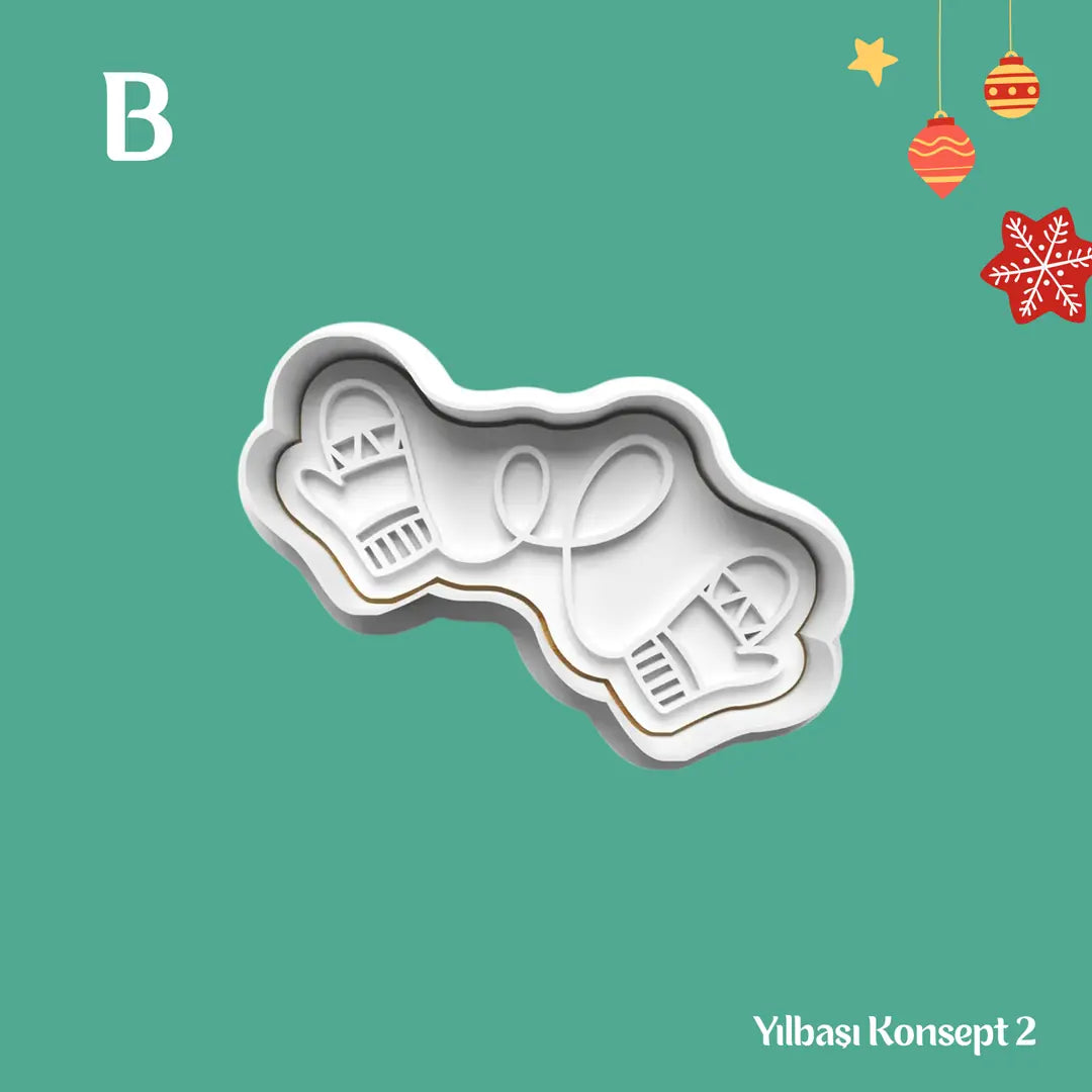 Yılbaşı Konsept 2 - Kurabiye Kalıbı Damga ve Kesici Set