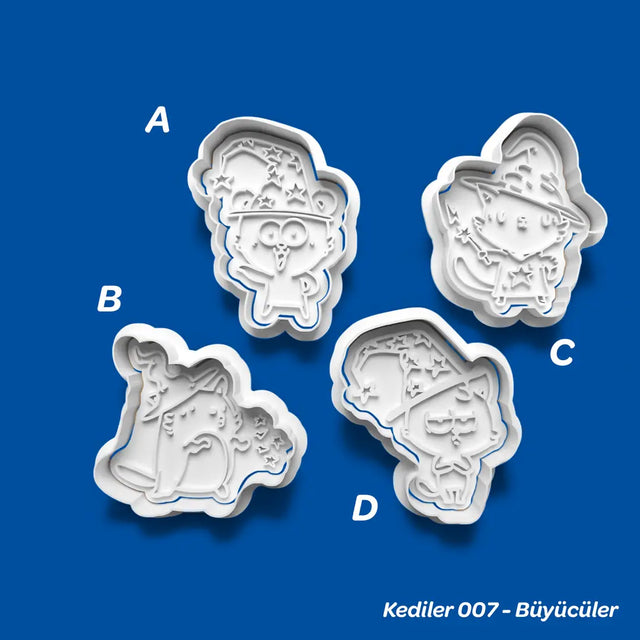 Kediler 007 Büyücüler - Kurabiye Kalıbı Damga ve Kesici Set