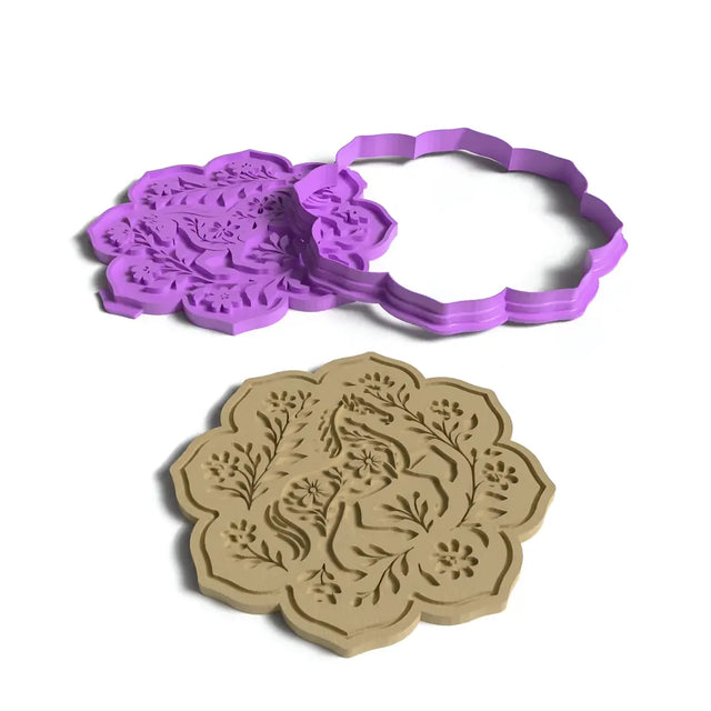 At & Floral Dekor - Kurabiye Kalıbı Damga ve Kesici Set
