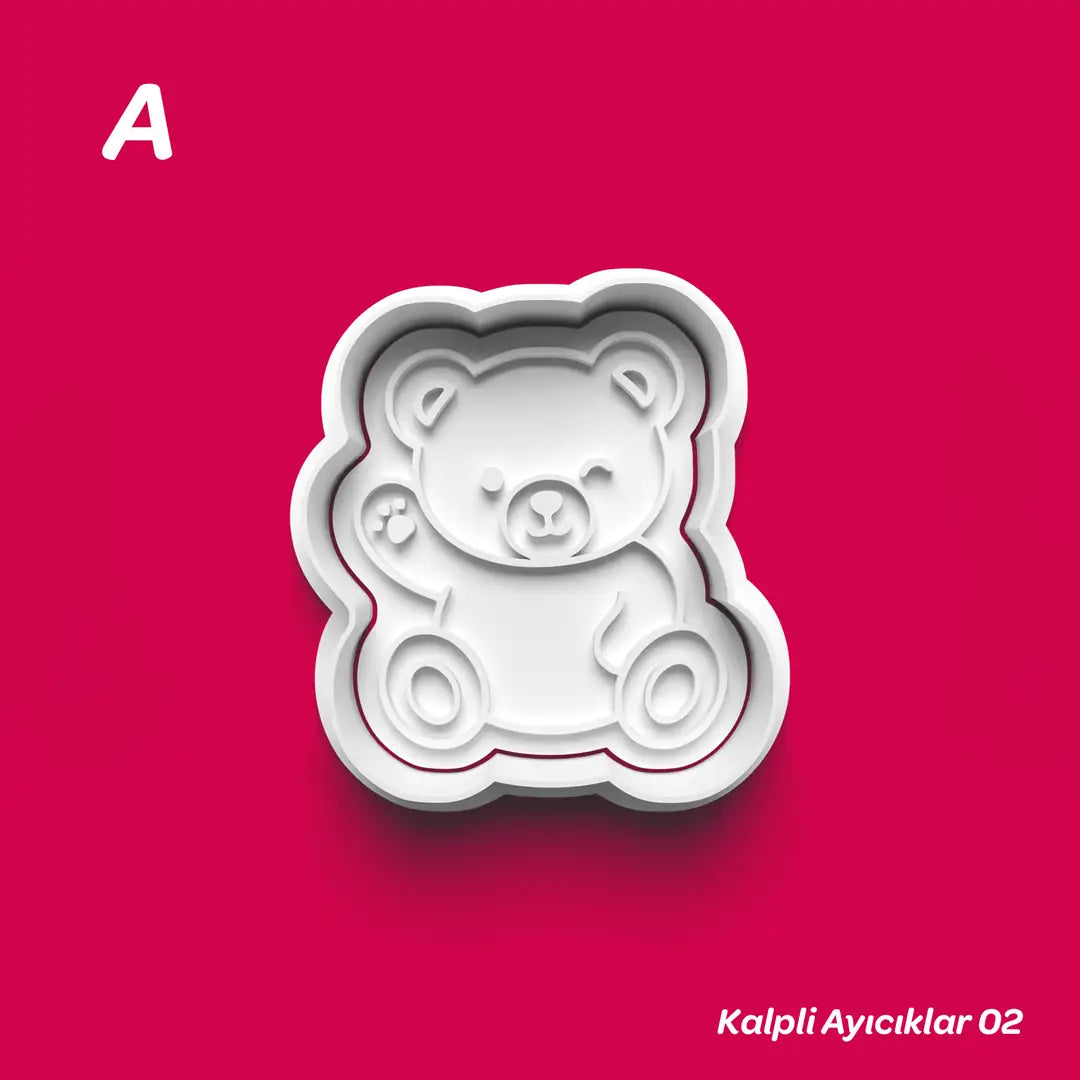 Kalpli Ayıcıklar 02 - Kurabiye Kalıbı Damga ve Kesici Set