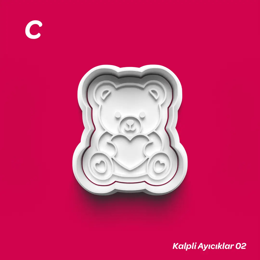 Kalpli Ayıcıklar 02 - Kurabiye Kalıbı Damga ve Kesici Set