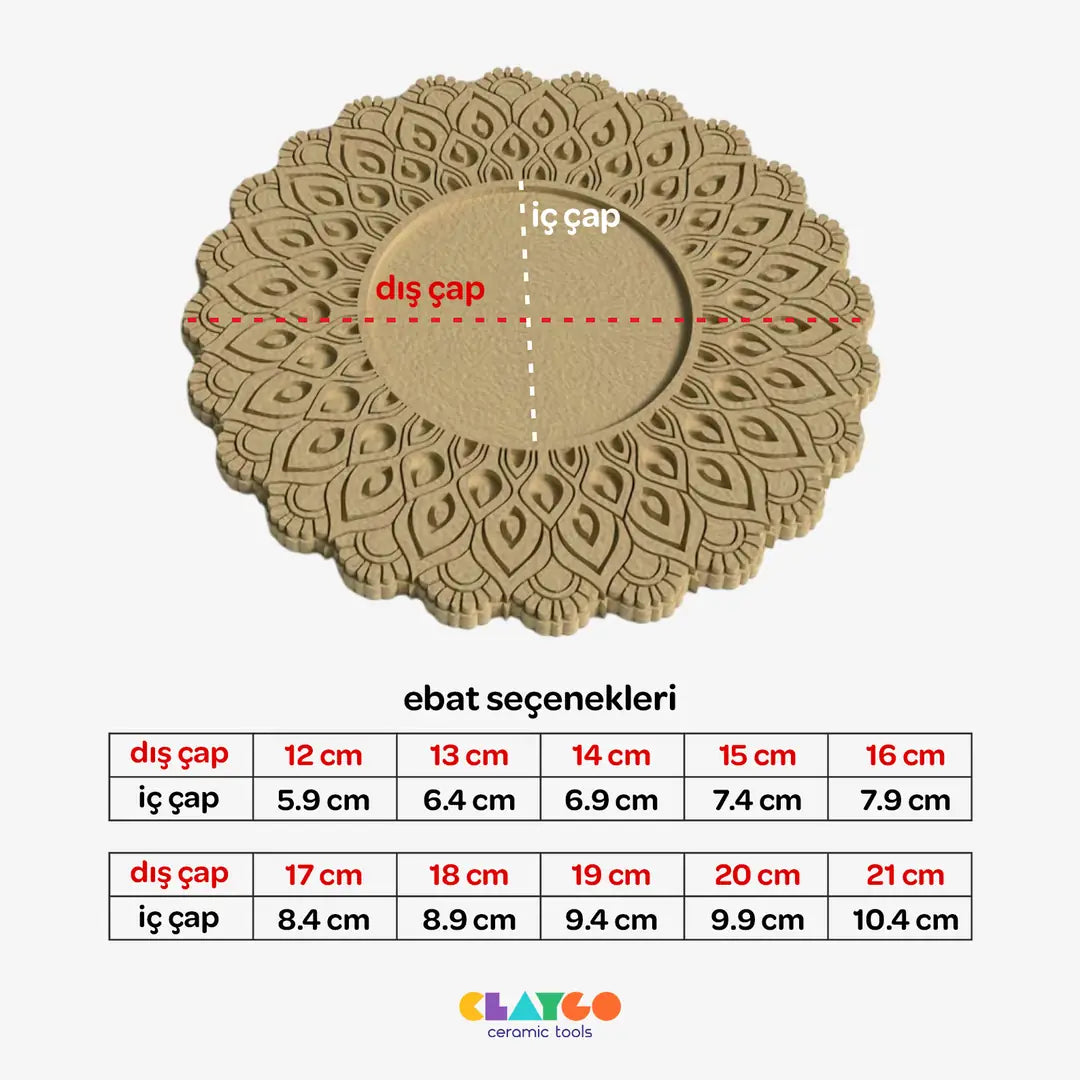Ayna Kalıbı 001 Mandala Desenli Damga ve Kesici Set