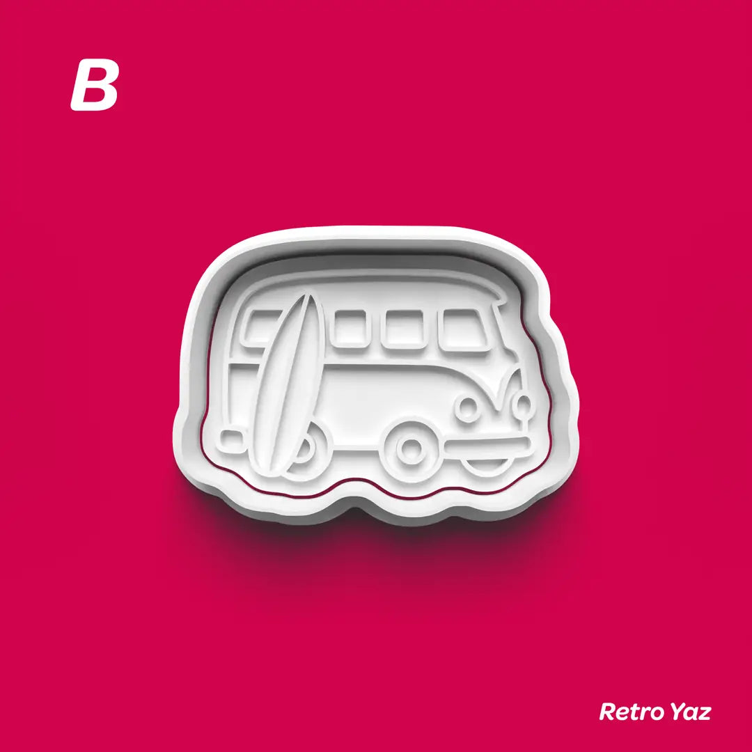 Retro Yaz - Kurabiye Kalıbı Damga ve Kesici Set