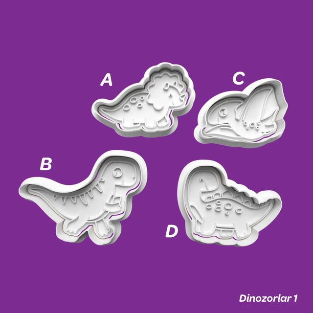 Dinozorlar 1 - Kurabiye Kalıbı Damga ve Kesici Set