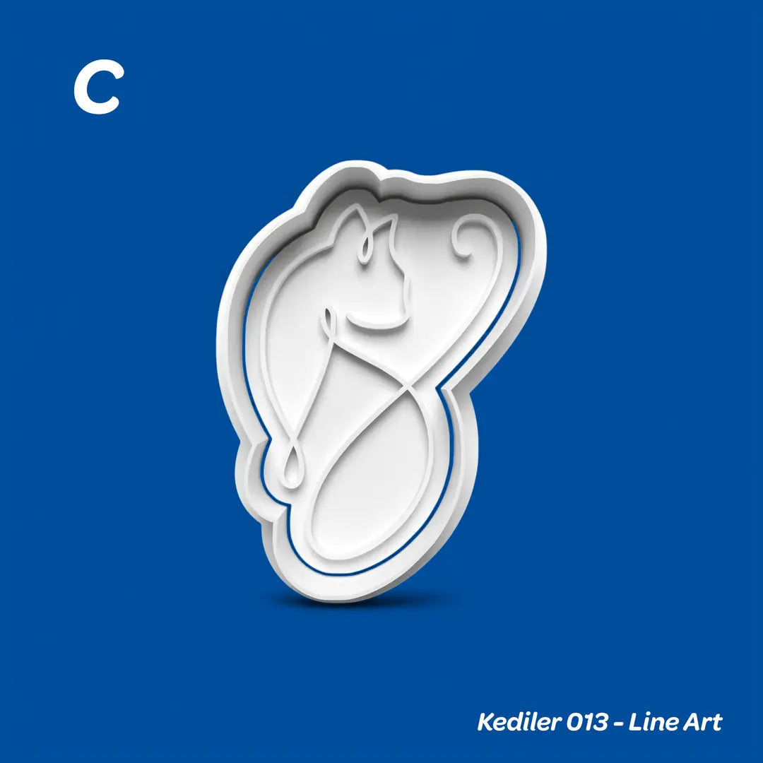 Kediler 013 Line Art- Kurabiye Kalıbı Damga ve Kesici Set