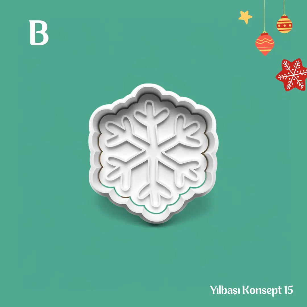 Yılbaşı Konsept 15 - Kurabiye Kalıbı Damga ve Kesici Set