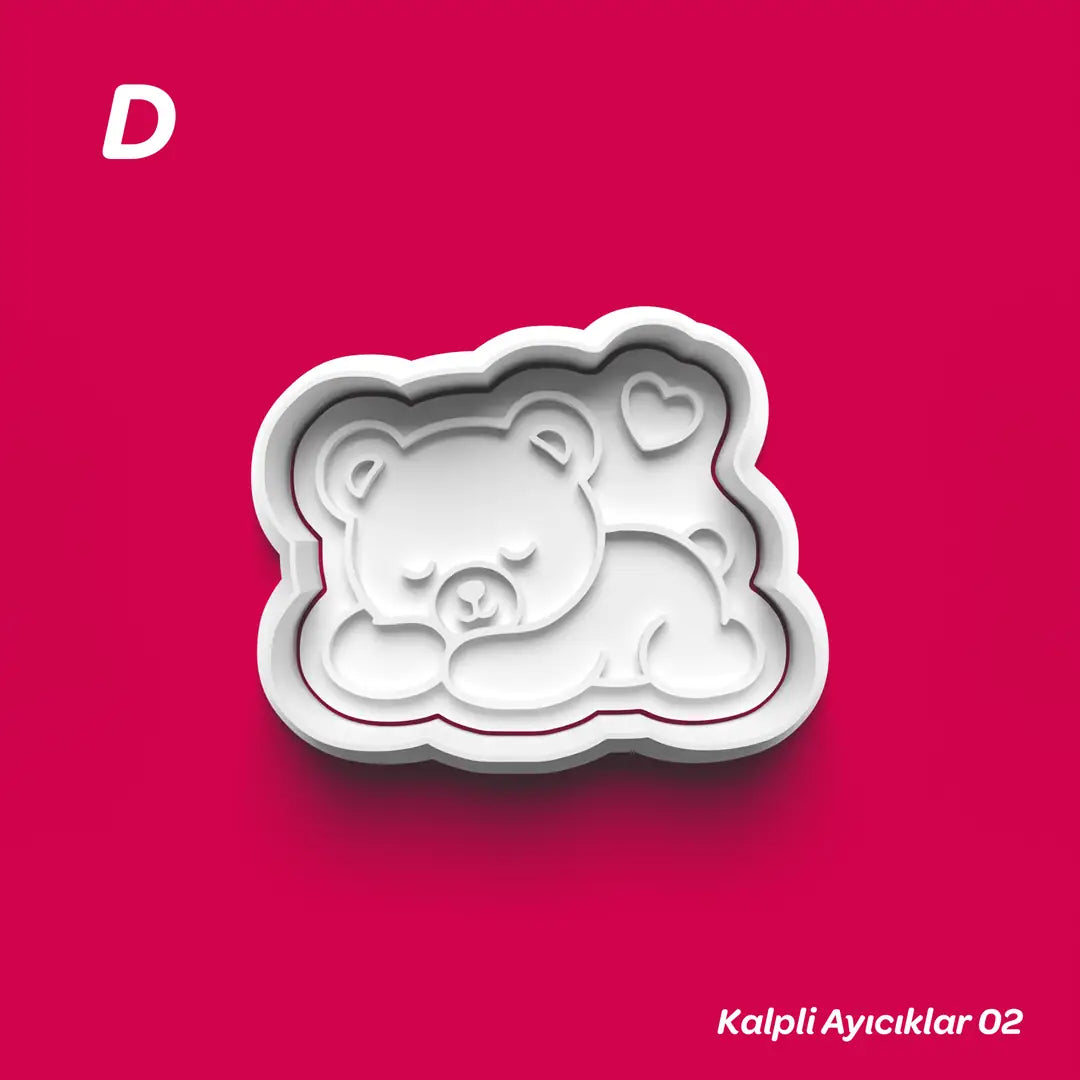 Kalpli Ayıcıklar 02 - Kurabiye Kalıbı Damga ve Kesici Set