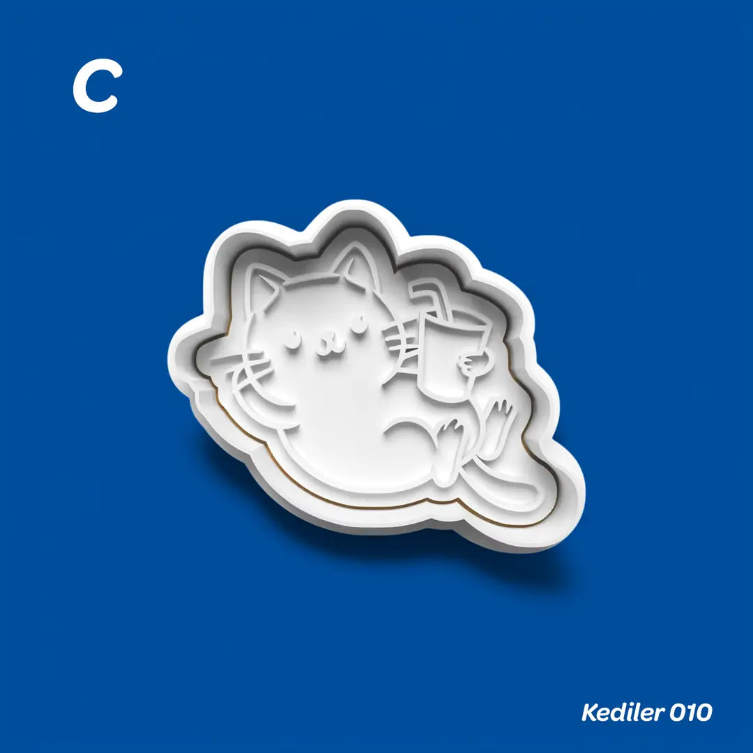 Kediler 010 - Kurabiye Kalıbı Damga ve Kesici Set