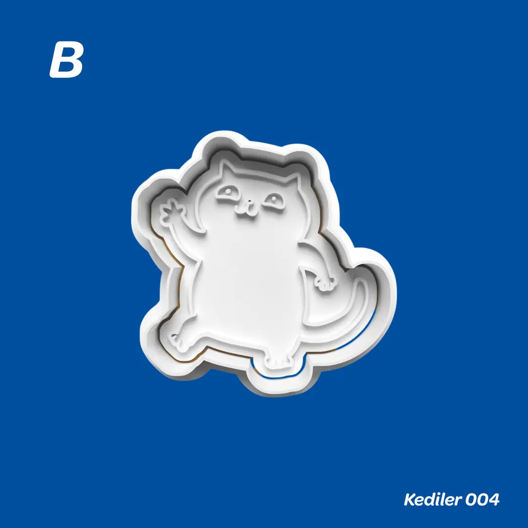 Kediler 004 - Kurabiye Kalıbı Damga ve Kesici Set