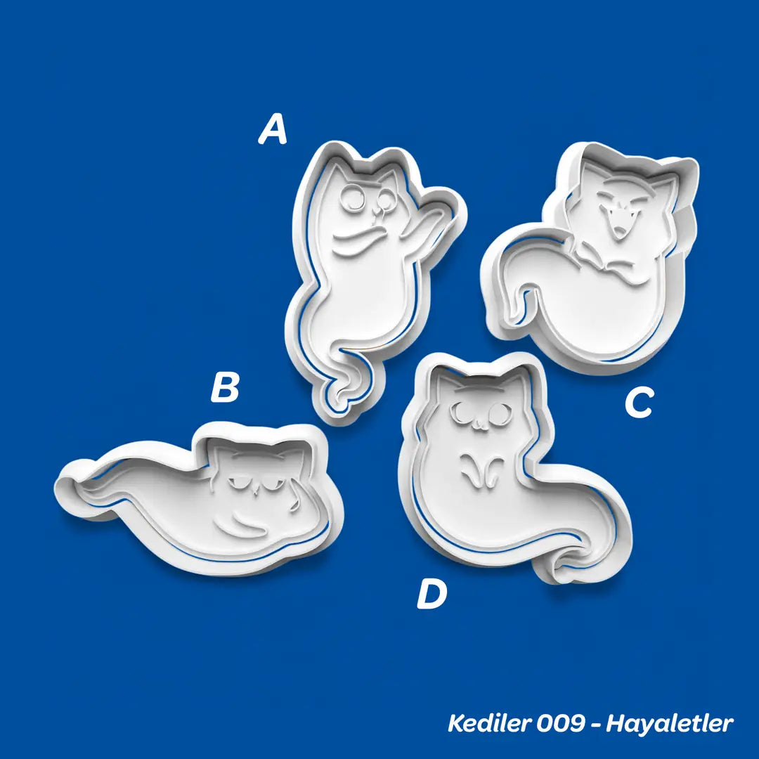 Kediler 009 Hayaletler - Kurabiye Kalıbı Damga ve Kesici Set