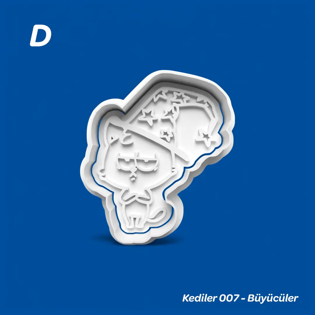 Kediler 007 Büyücüler - Kurabiye Kalıbı Damga ve Kesici Set