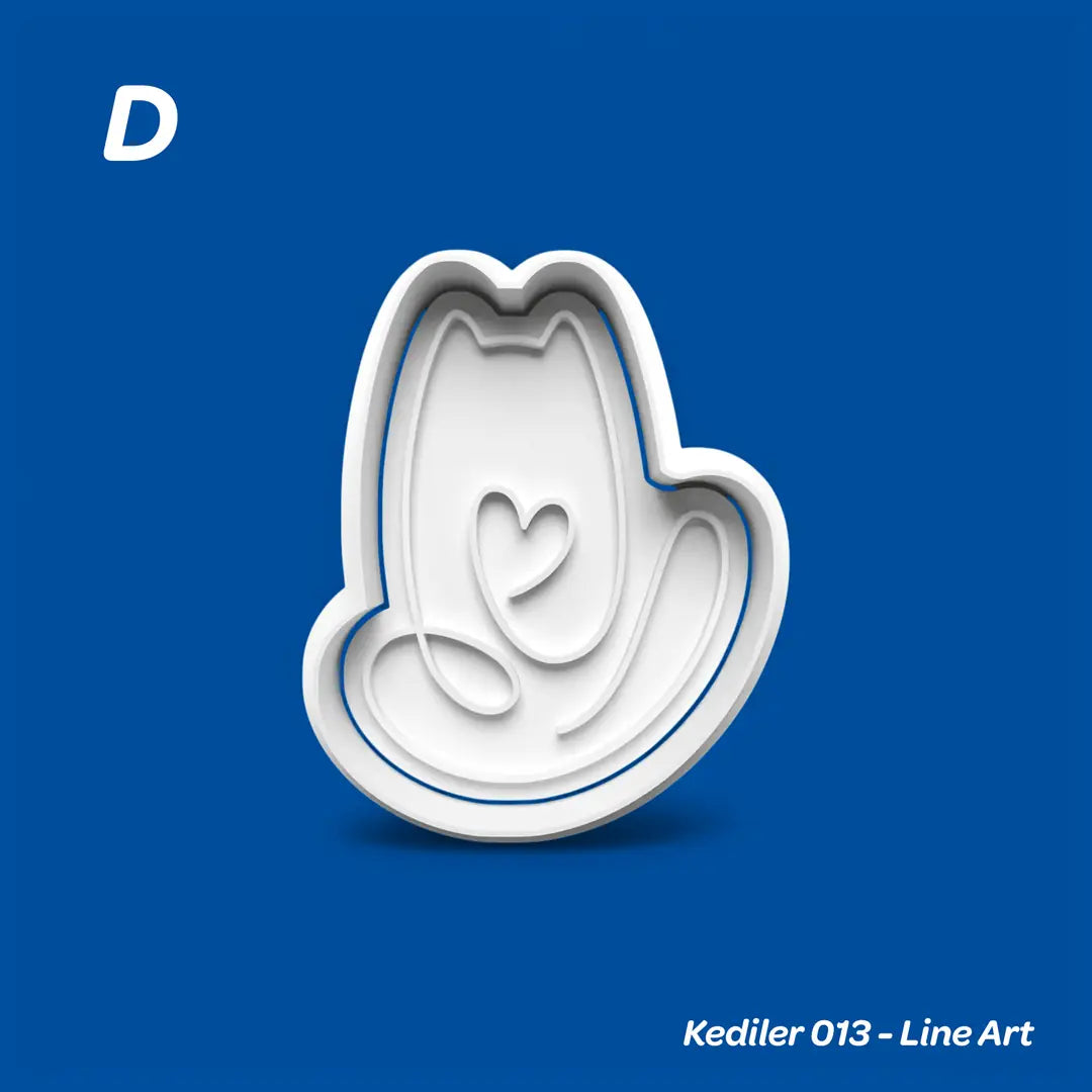 Kediler 013 Line Art- Kurabiye Kalıbı Damga ve Kesici Set