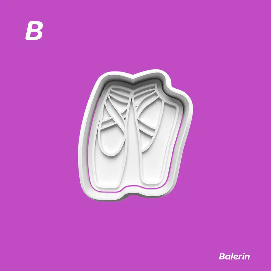 Balerin - Kurabiye Kalıbı Damga ve Kesici Set