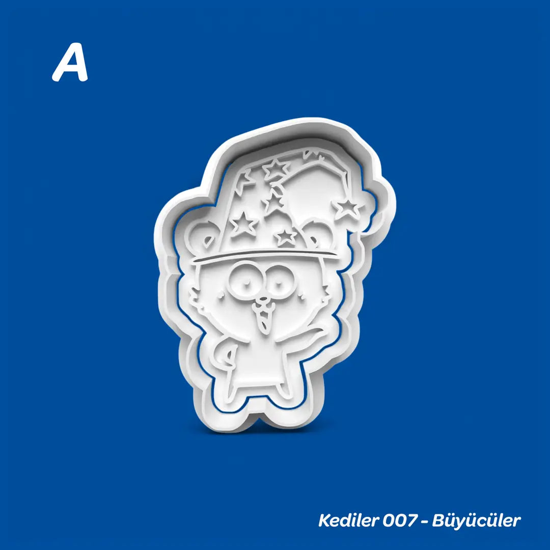 Kediler 007 Büyücüler - Kurabiye Kalıbı Damga ve Kesici Set