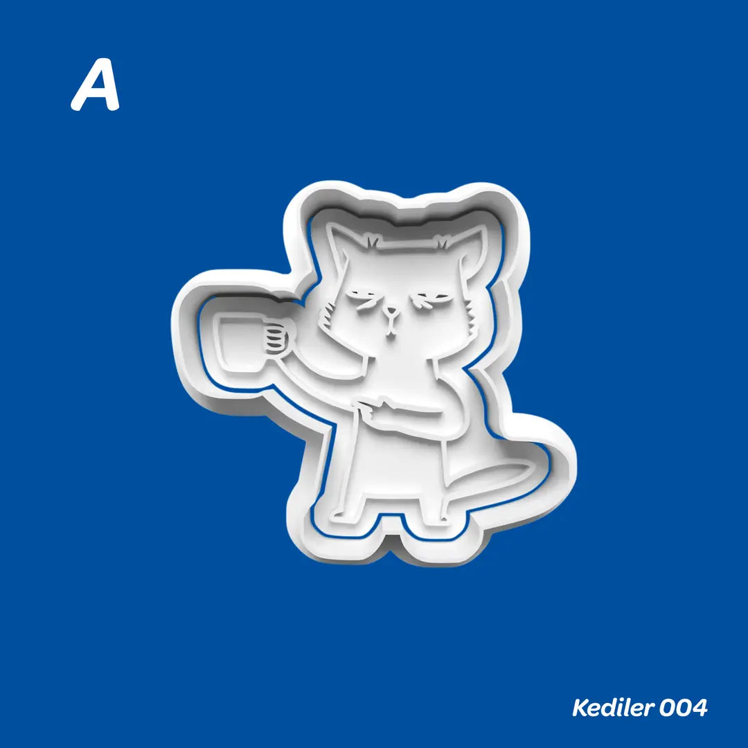 Kediler 004 - Kurabiye Kalıbı Damga ve Kesici Set
