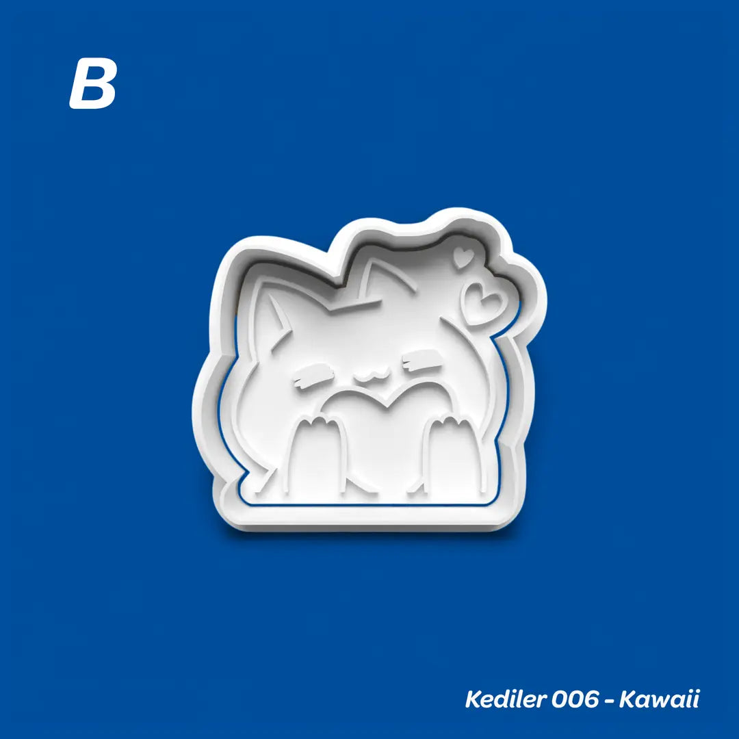 Kediler 006 Kawaii - Kurabiye Kalıbı Damga ve Kesici Set
