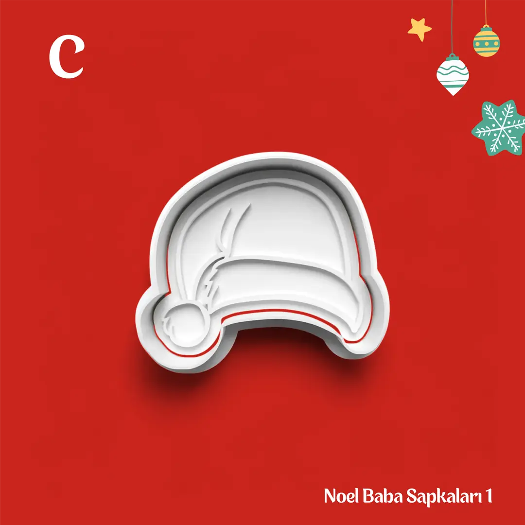 Noel Baba Şapkaları 1 - Kurabiye Kalıbı Damga ve Kesici Set