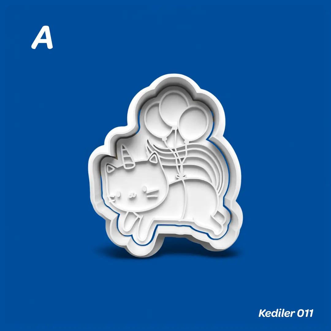 Kediler 008 Unicorn - Kurabiye Kalıbı Damga ve Kesici Set