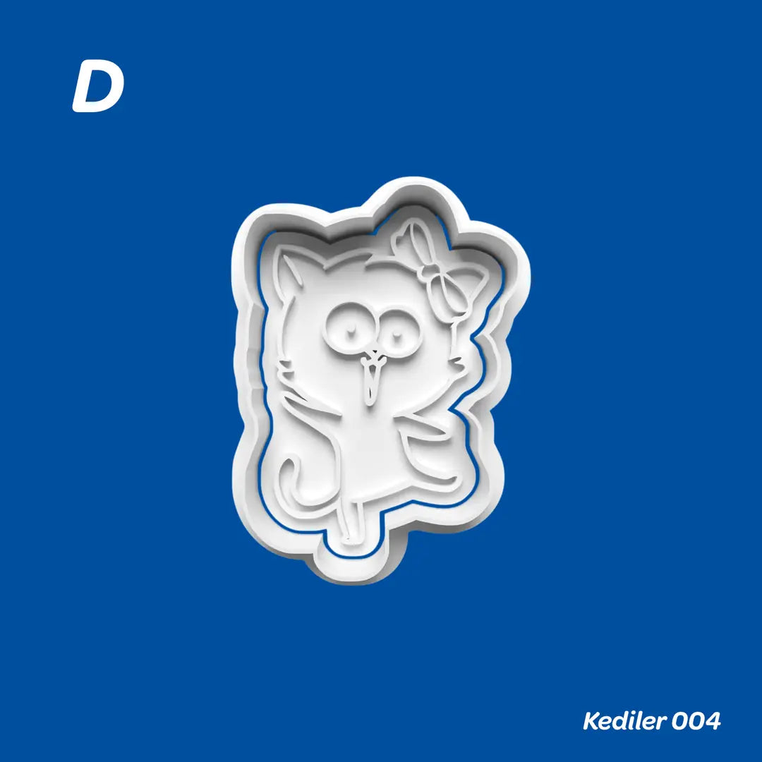 Kediler 004 - Kurabiye Kalıbı Damga ve Kesici Set