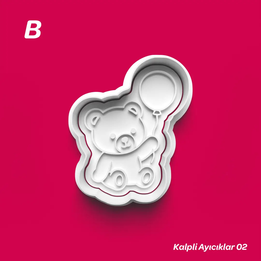 Kalpli Ayıcıklar 02 - Kurabiye Kalıbı Damga ve Kesici Set