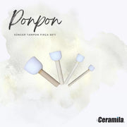 Ponpon 3030 Beyaz Sünger Tampon Fırça Seti