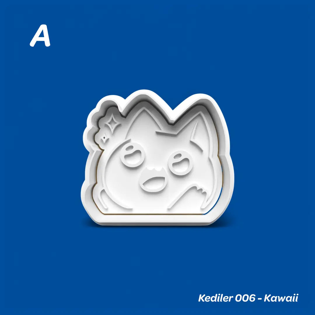 Kediler 006 Kawaii - Kurabiye Kalıbı Damga ve Kesici Set