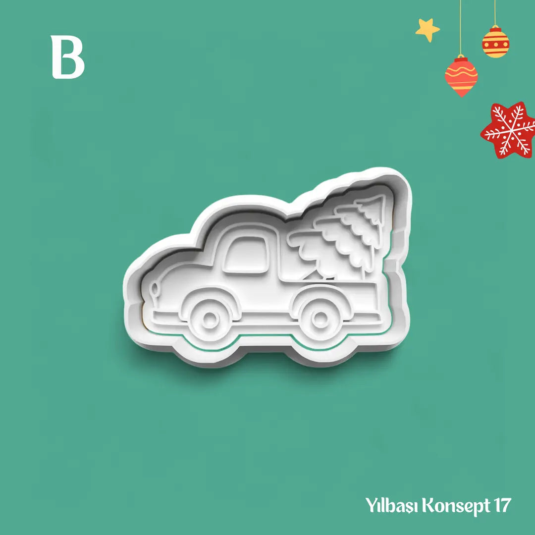 Yılbaşı Konsept 17 - Kurabiye Kalıbı Damga ve Kesici Set