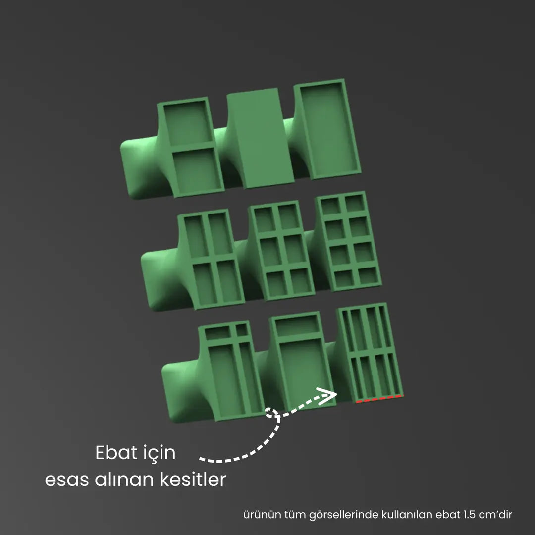 Pencere Mühür Seti - Dikdörtgen Model 9 Parça SET