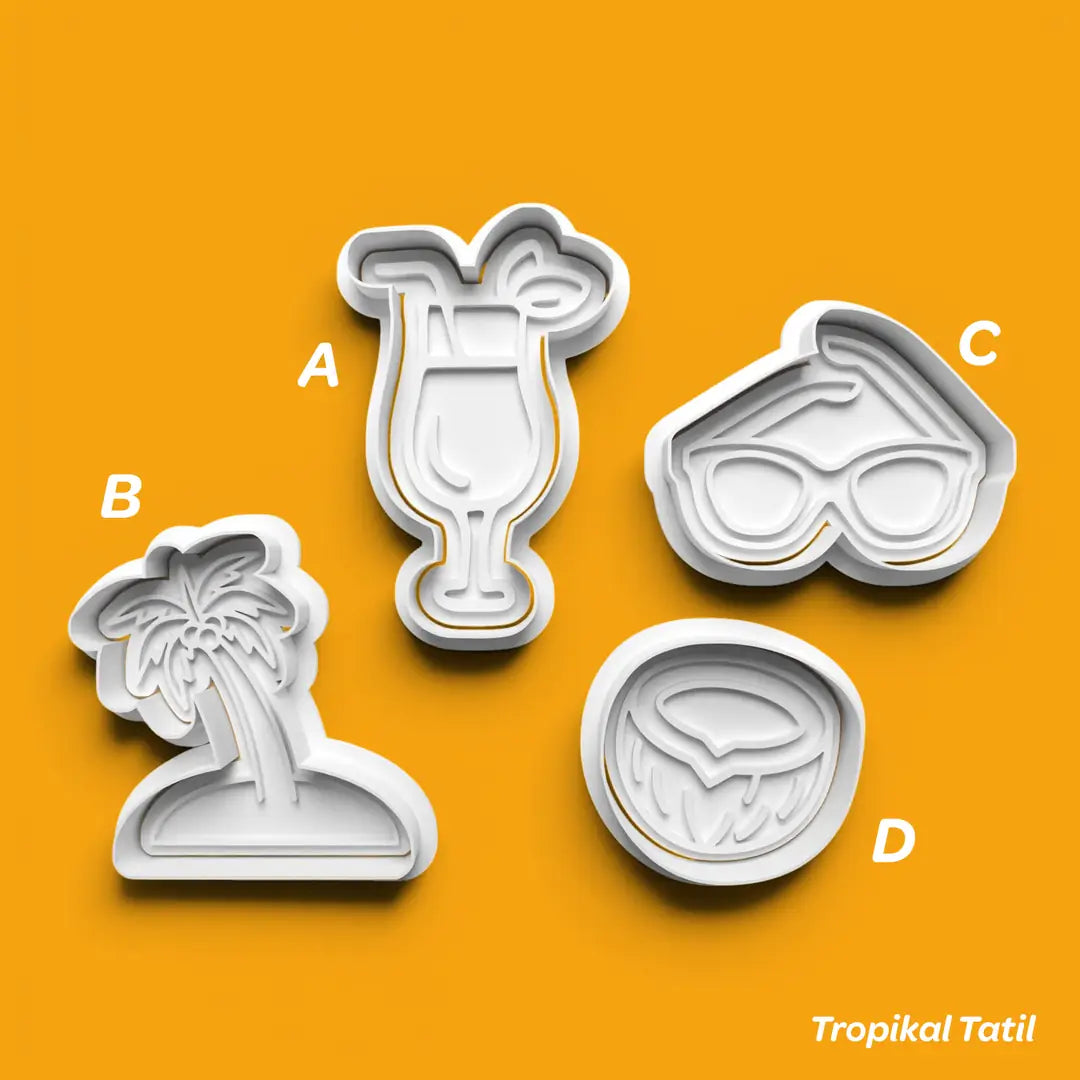 Tropikal Tatil - Kurabiye Kalıbı Damga ve Kesici Set