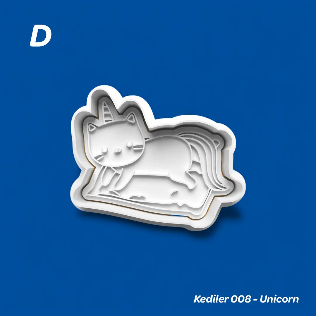 Kediler 008 Unicorn - Kurabiye Kalıbı Damga ve Kesici Set