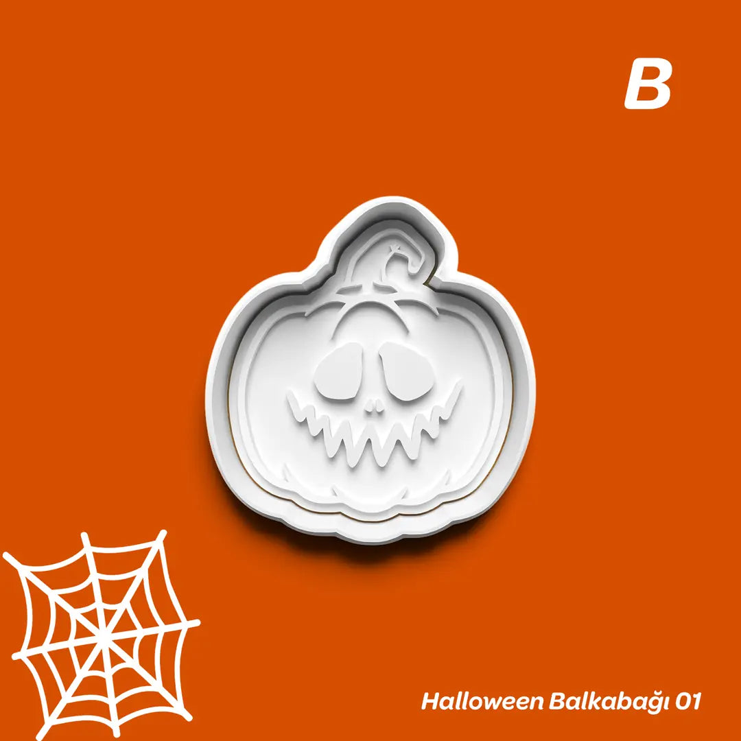 Halloween Balkabağı 01 - Kurabiye Kalıbı Damga ve Kesici Set