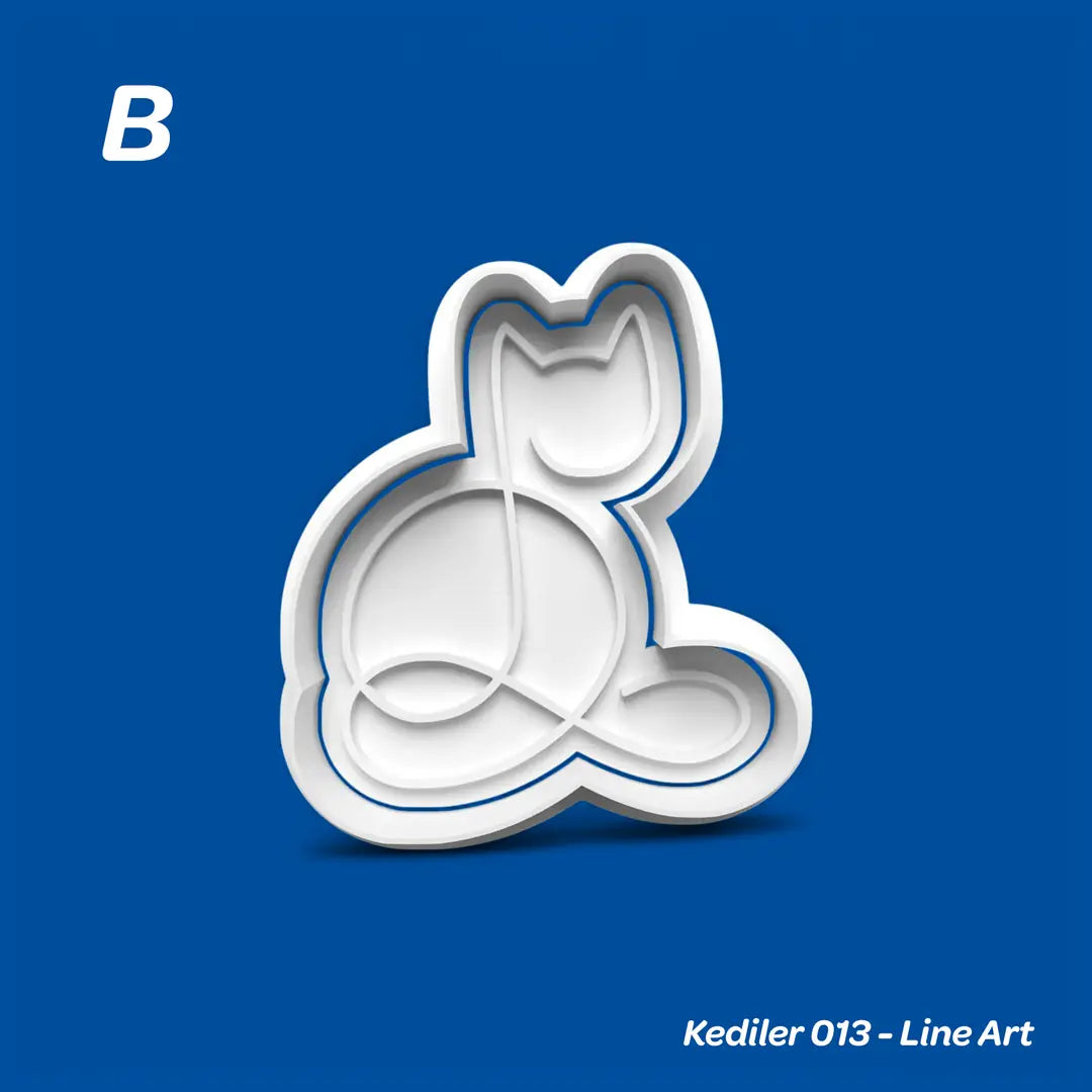 Kediler 013 Line Art- Kurabiye Kalıbı Damga ve Kesici Set