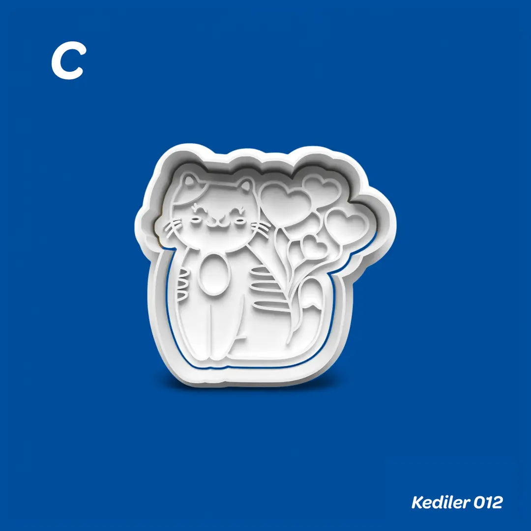 Kediler 012 - Kurabiye Kalıbı Damga ve Kesici Set